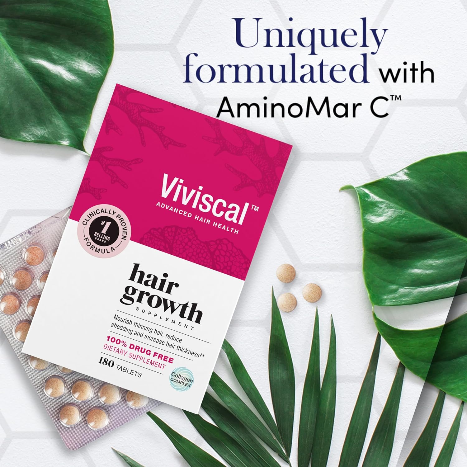 Viviscal Hair Growth Supplement for Women – Biotin, Marine Collagen & Hair Vitamins, 180 Tablets