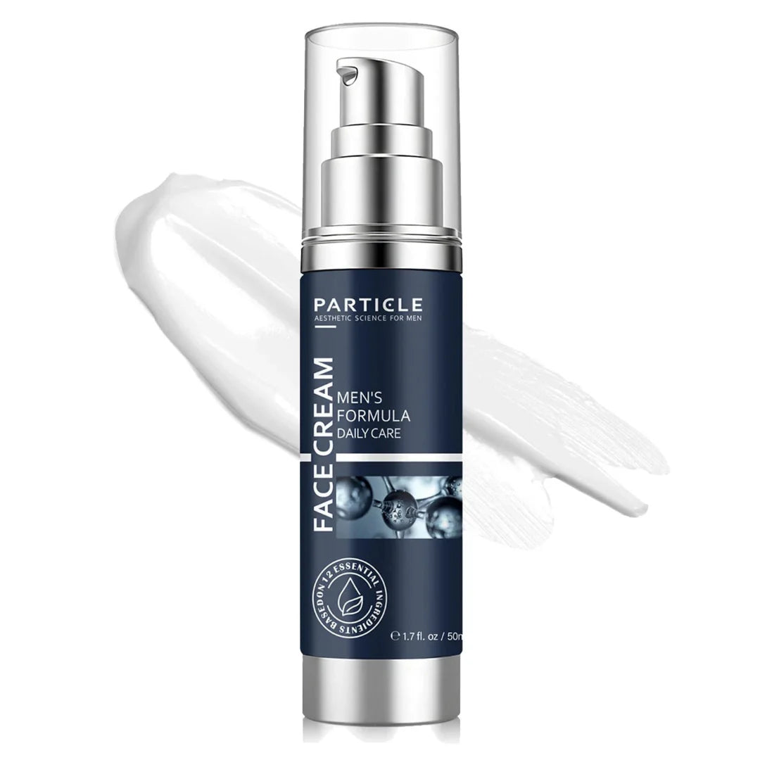 Face cream bottle with blue label on a white background